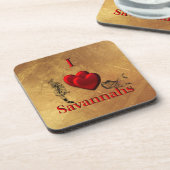 I Herz-Savanne-Katze Untersetzer (Linke Seite)