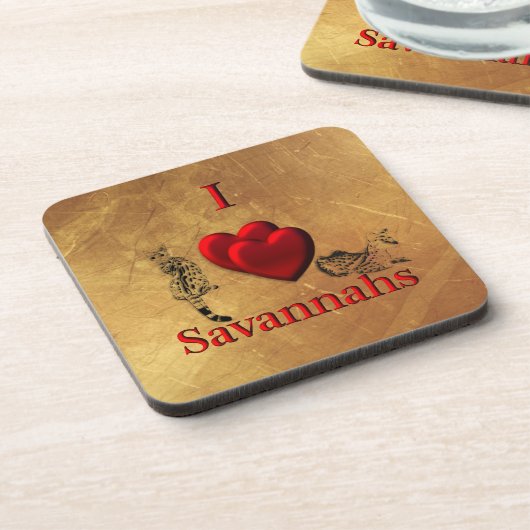 I Herz-Savanne-Katze Untersetzer (Linke Seite)