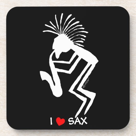 I Herz-Saxophon Getränkeuntersetzer (Vorderseite)