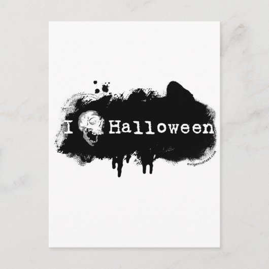I (Herz-Schädel Halloween) Postkarte (Vorderseite)