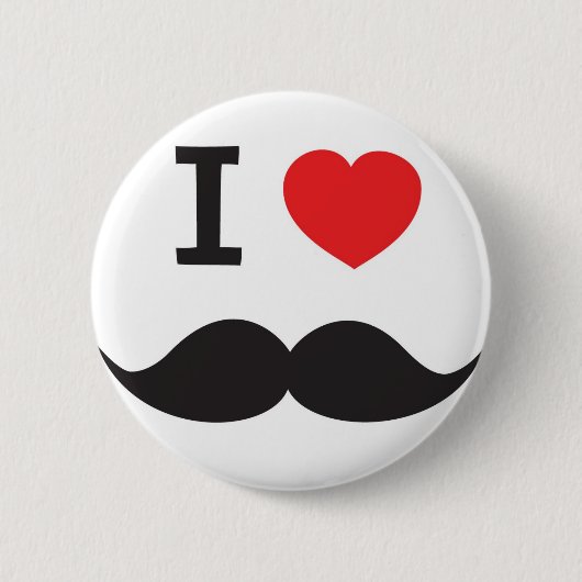 I Herz-Schnurrbart Button (Vorderseite)