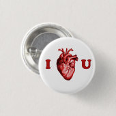 I Herz Sie anatomisches Herz - Weiß u. Rot Button (Vorne & Hinten)