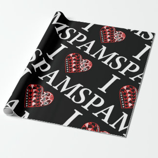 I Herz Spam-Schwarzes Geschenkpapier