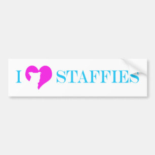 I Herz Staffies - Autoaufkleber