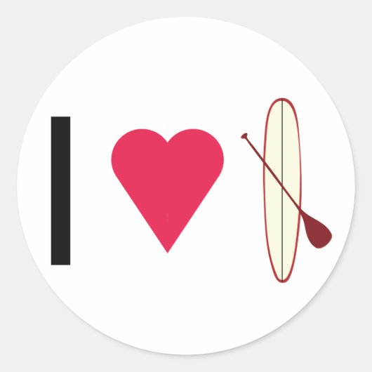 I Herz SUP Runder Aufkleber (Vorderseite)