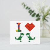 I Herz T-Rex (Tangramosaurus Rex) Postkarte (Stehend Vorderseite)