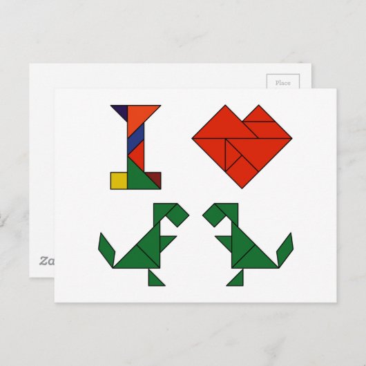 I Herz T-Rex (Tangramosaurus Rex) Postkarte (Vorne/Hinten)