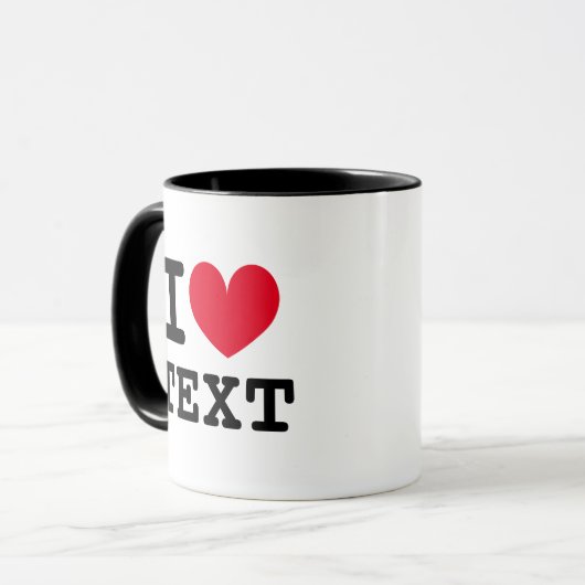 I Herz Text Logo Vorlage Kaffee Tasse Geschenk (Vorderseite Links)
