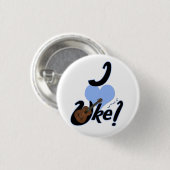 I Herz Uke Blau umrissener kleiner Knopf Button (Vorne & Hinten)