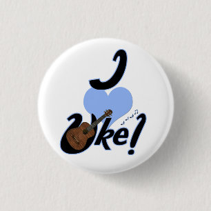 I Herz Uke Blau umrissener kleiner Knopf Button