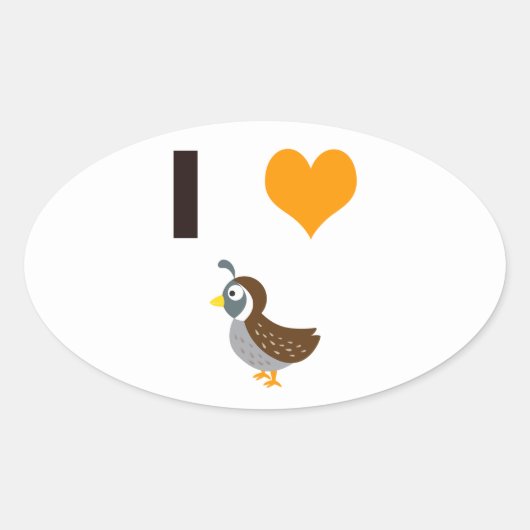 I Herz-Wachteln Ovaler Aufkleber (Vorderseite)