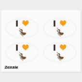 I Herz-Wachteln Ovaler Aufkleber (Blatt)