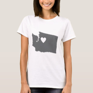 I Herz-Washingtongrunge-Blick-Kontur-Staats-Liebe T-Shirt