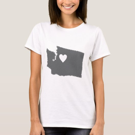 I Herz-Washingtongrunge-Blick-Kontur-Staats-Liebe T-Shirt (Vorderseite)