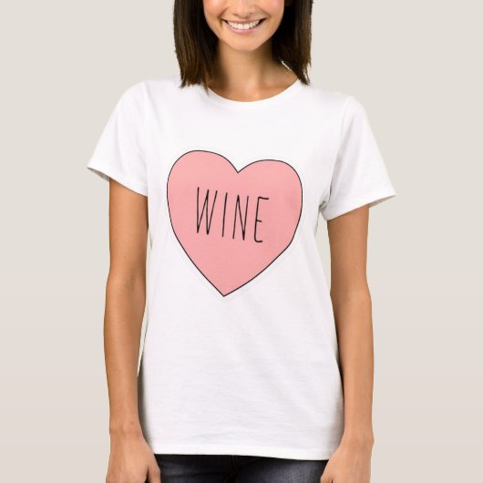 I Herz-Wein-Rosa-Spaß niedlich T-Shirt (Vorderseite)