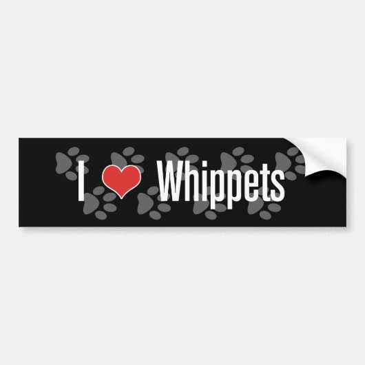 I (Herz) Whippets Autoaufkleber (Vorne)
