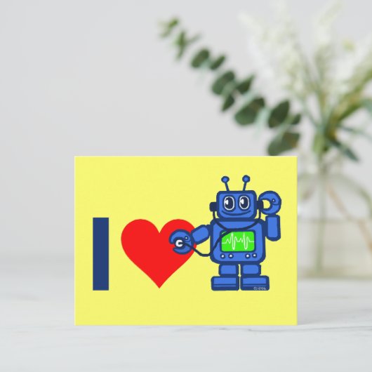 I Herzroboter Postkarte (Stehend Vorderseite)