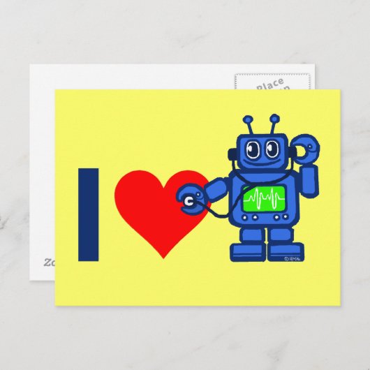 I Herzroboter Postkarte (Vorne/Hinten)