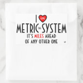 I - Herzsymbol - das metrische System (plus Witz) Rechteckiger Aufkleber (Tasche)