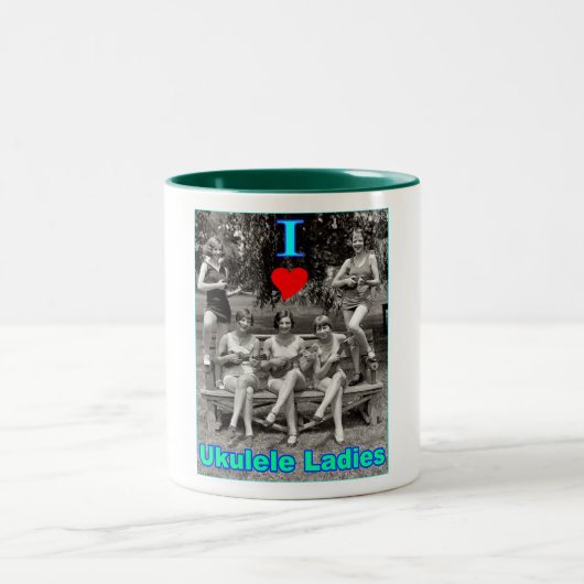 I Herzukulele-Damen Zweifarbige Tasse (Mittel)