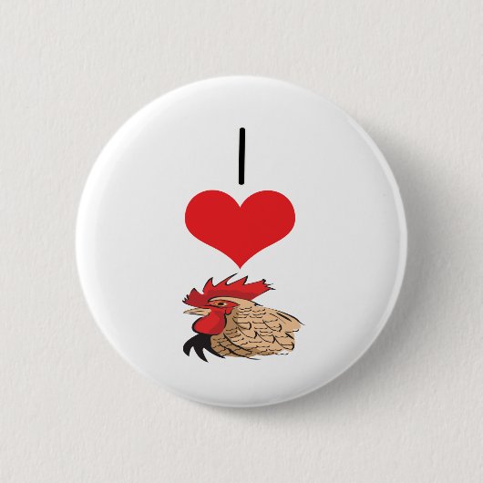 I Hühner des Herz-(Liebe), Hähne Button (Vorderseite)