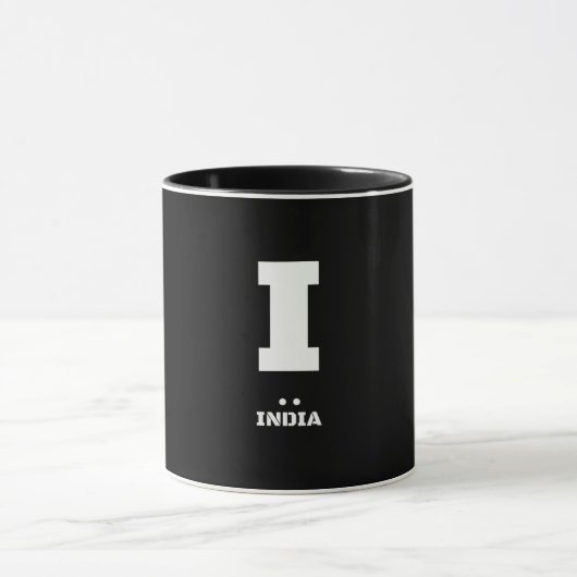 I (Indien) NATO Phonetischer Alphabet & Morse Code Tasse (Zentrum)