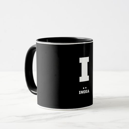 I (Indien) NATO Phonetischer Alphabet & Morse Code Tasse (Vorderseite Links)