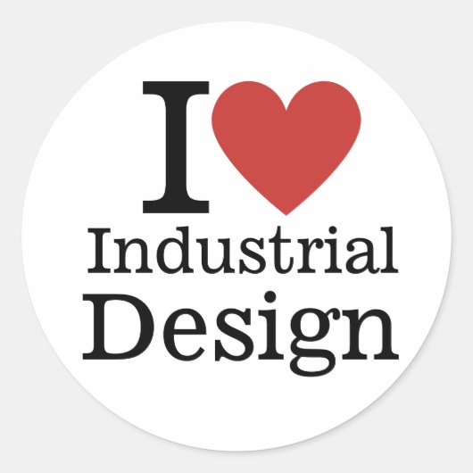 I ❤️ Industriedesign für Studenten/Fakultät Runder Aufkleber (Vorderseite)