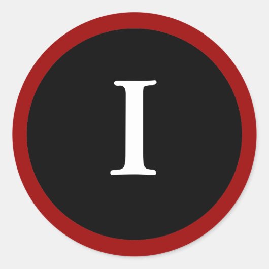 I: Initial I Letter I Red, White & Black Stickers (Vorderseite)