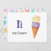 I is for Ice Cream - Alphabet Flash Card Postkarte (Vorne/Hinten)