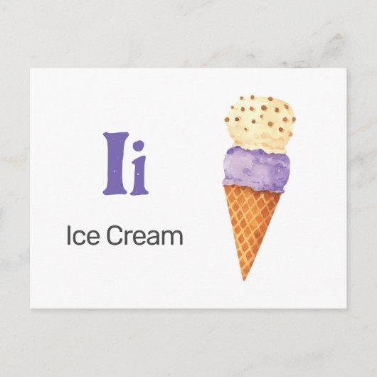 I is for Ice Cream - Alphabet Flash Card Postkarte (Vorderseite)
