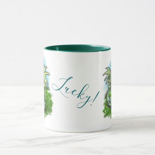 " i is Lucky" lil'dragon Kleeblatt Tasse (Zentrum)