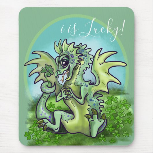 "i is Lucky!" lis glücklicher Kleeblatt Dragon Mousepad (Vorne)