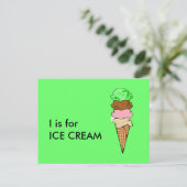 "I" ist für Ice Cream Alphabet Flashcard Postkarte (Stehend Vorderseite)