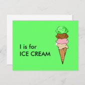 "I" ist für Ice Cream Alphabet Flashcard Postkarte (Vorne/Hinten)