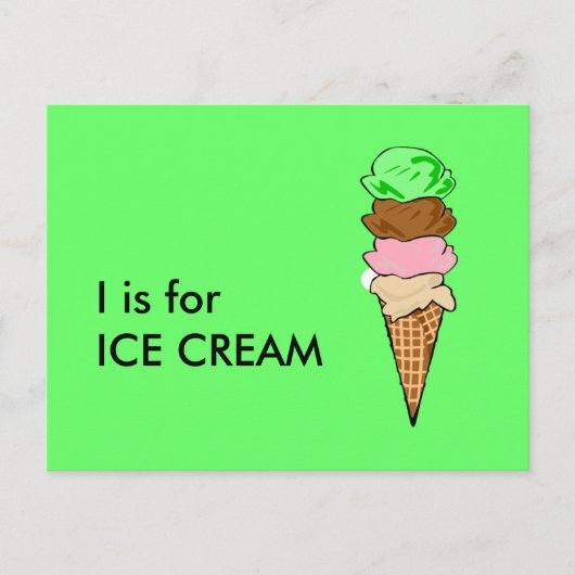 "I" ist für Ice Cream Alphabet Flashcard Postkarte (Vorderseite)