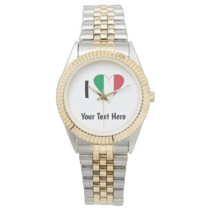 I (Italienische Flag Herzfrequenz-Liebe) Ihr Text Armbanduhr