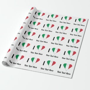 I (Italienische Flag Herzfrequenz-Liebe) Ihr Text Geschenkpapier