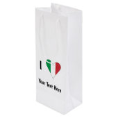 I (Italienische Flag Herzfrequenz-Liebe) Ihr Text Geschenktüte Für Weinflaschen (Rückseite Schrägansicht)