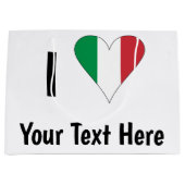 I (Italienische Flag Herzfrequenz-Liebe) Ihr Text Große Geschenktüte (Vorderseite)