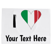 I (Italienische Flag Herzfrequenz-Liebe) Ihr Text Große Geschenktüte (Rückseite)