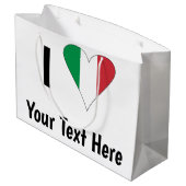 I (Italienische Flag Herzfrequenz-Liebe) Ihr Text Große Geschenktüte (Rückseite Schrägansicht)