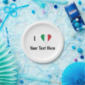 I (Italienische Flag Herzfrequenz-Liebe) Ihr Text Pappteller (Party)
