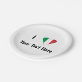 I (Italienische Flag Herzfrequenz-Liebe) Ihr Text Pappteller (Schrägansicht)