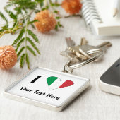 I (Italienische Flag Herzfrequenz-Liebe) Ihr Text Schlüsselanhänger (Seite)