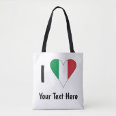 I (Italienische Flag Herzfrequenz-Liebe) Ihr Text Tasche (Vorderseite)