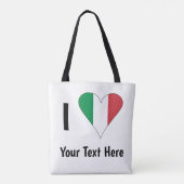 I (Italienische Flag Herzfrequenz-Liebe) Ihr Text Tasche (Rückseite)