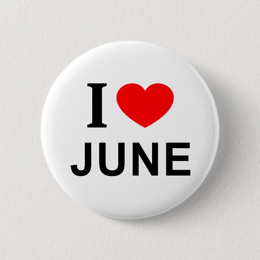 I ❤️ JUNE I LIEBE JUNE I HEART JUNE BUTTON (Vorderseite)