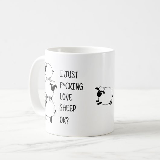 I just F*cking Liebe Sheep Ok, Sheep Lover Geschen Kaffeetasse (Vorderseite Links)