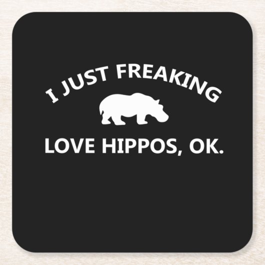 I Just Freaking Love Hippos Gift Rechteckiger Pappuntersetzer (Vorderseite)